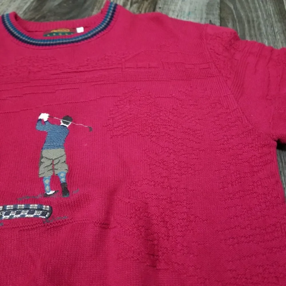 Vintage Heavyweight Resilio Sport Sweater Mens Large Red‎ Golf Golfing